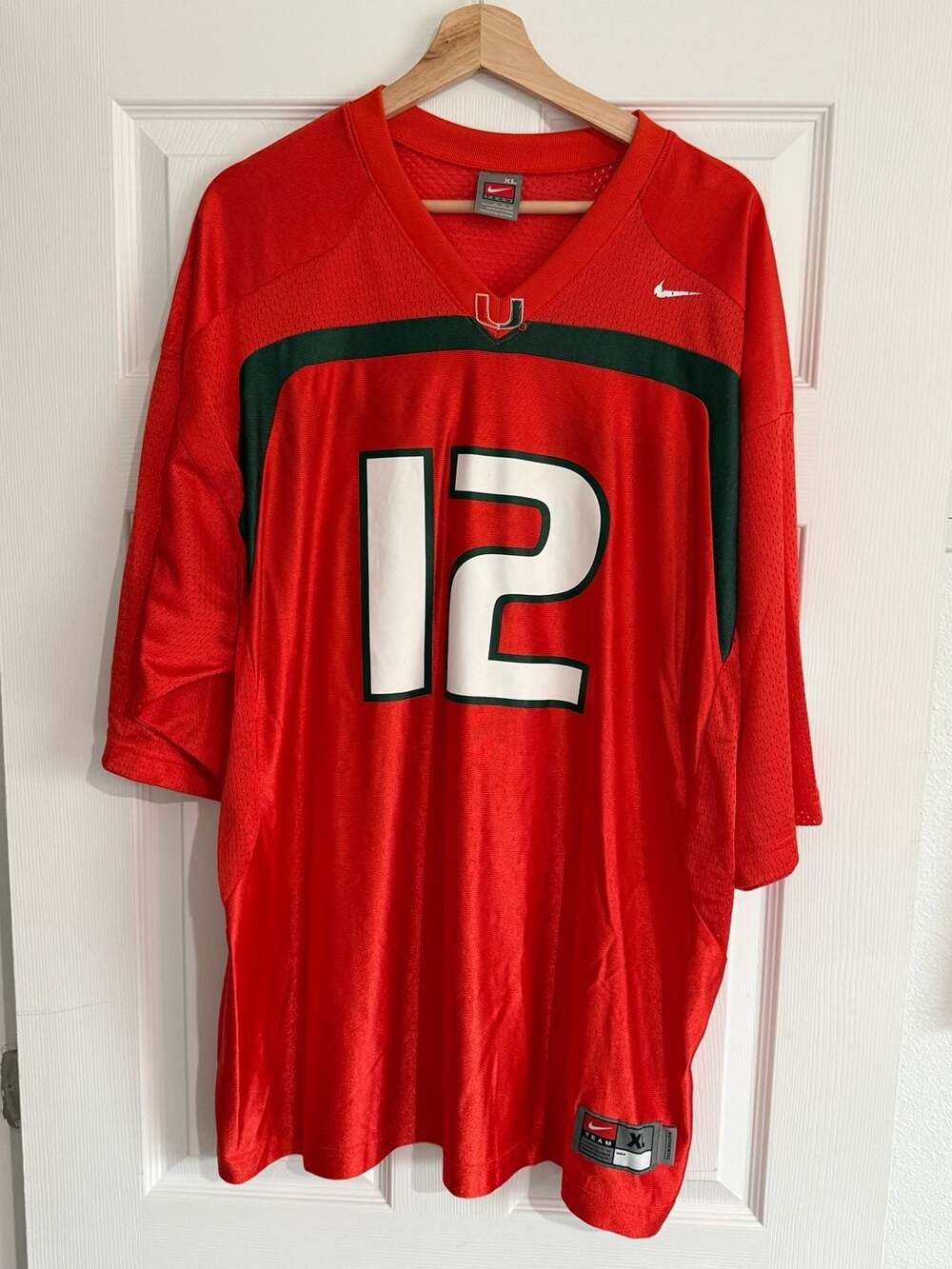 Vintage Nike Miami Hurricanes Jim Kelly #12 Jersey Sz XL